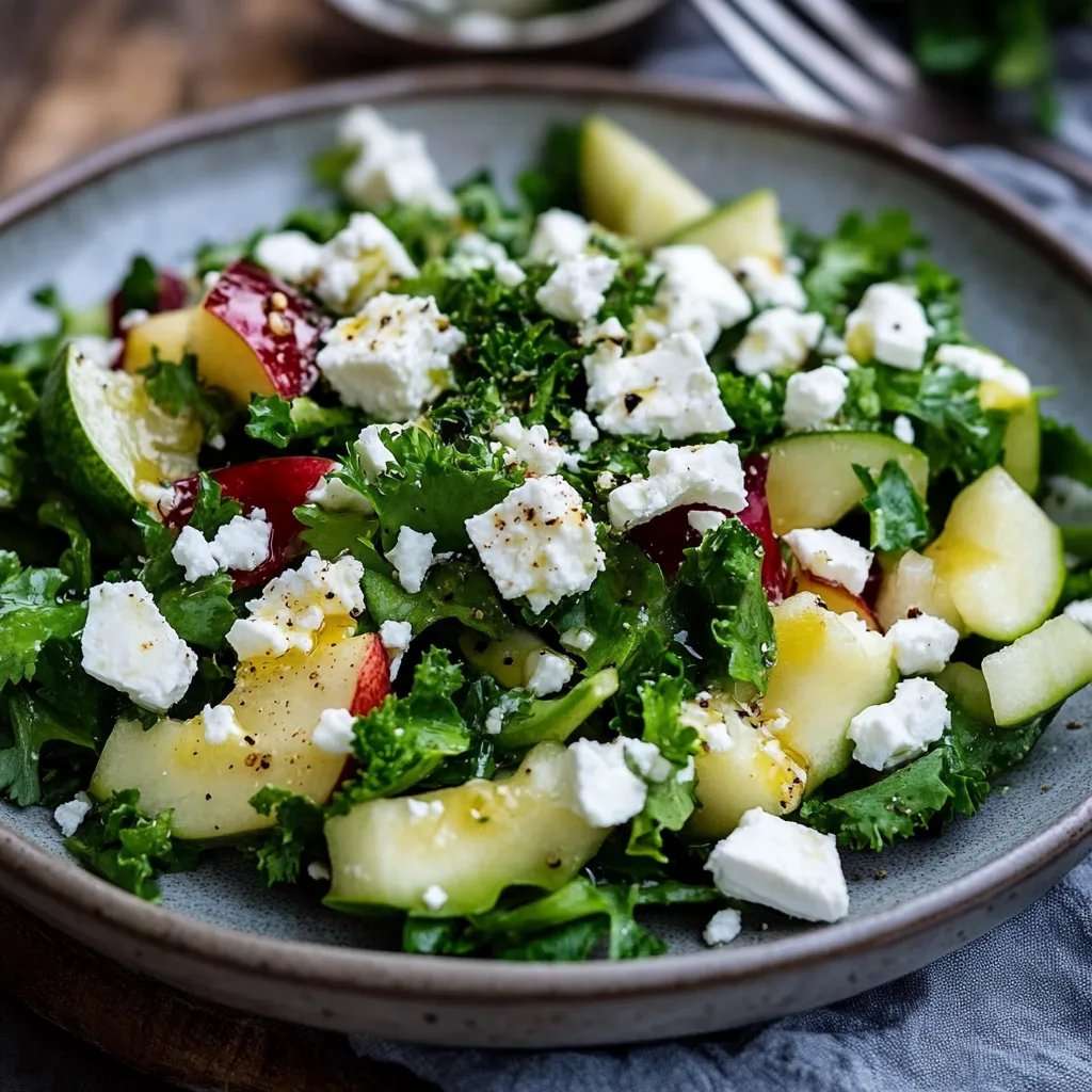 Grünkohlsalat mit Apfel und Feta