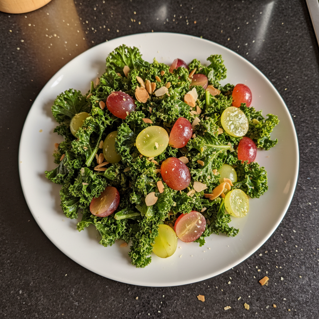 Veganer Grünkohl Trauben Salat