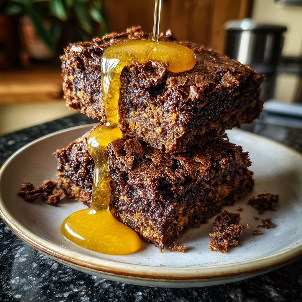 Sauerteig Abfall Brownies mit Honig Tropfen