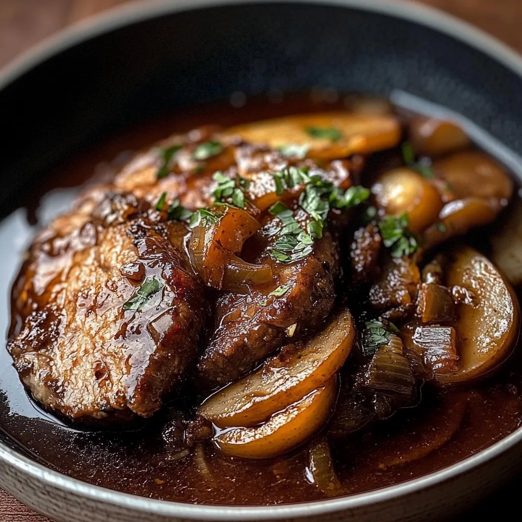 Rinderbrust in Balsamico-Zwiebelsauce