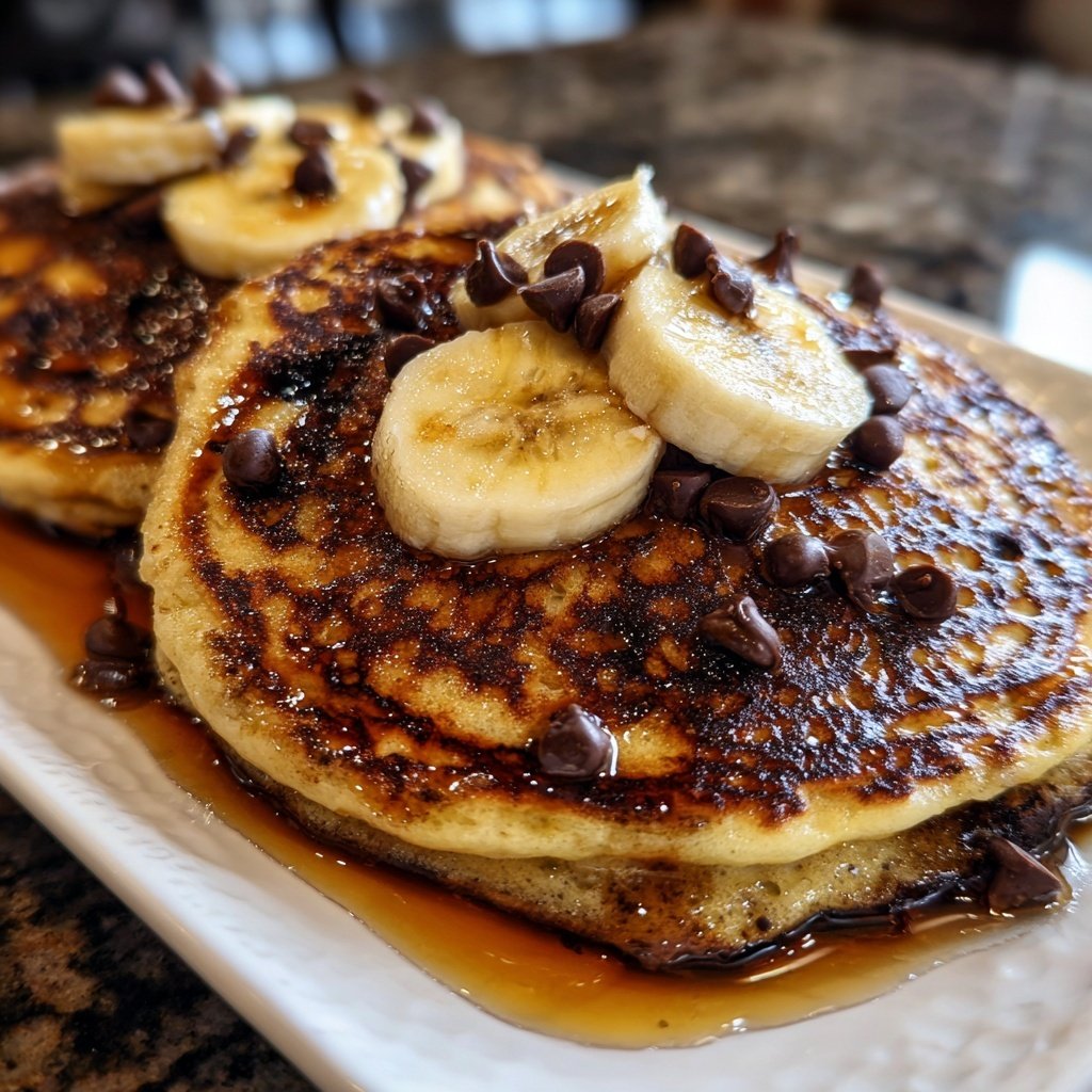 Bananen Schoko Chip Pfannkuchen