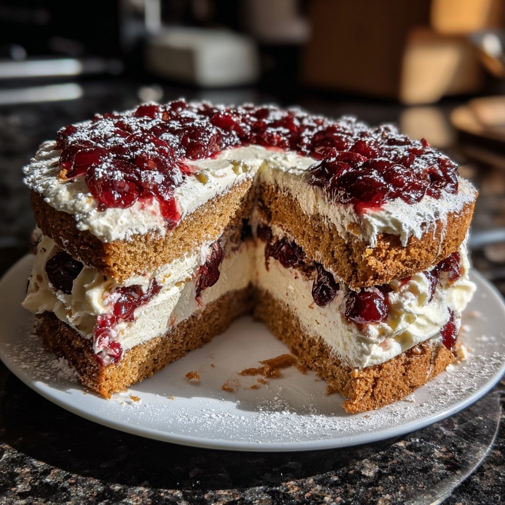 Lebkuchen Kirsch Torte mit Vanillecreme