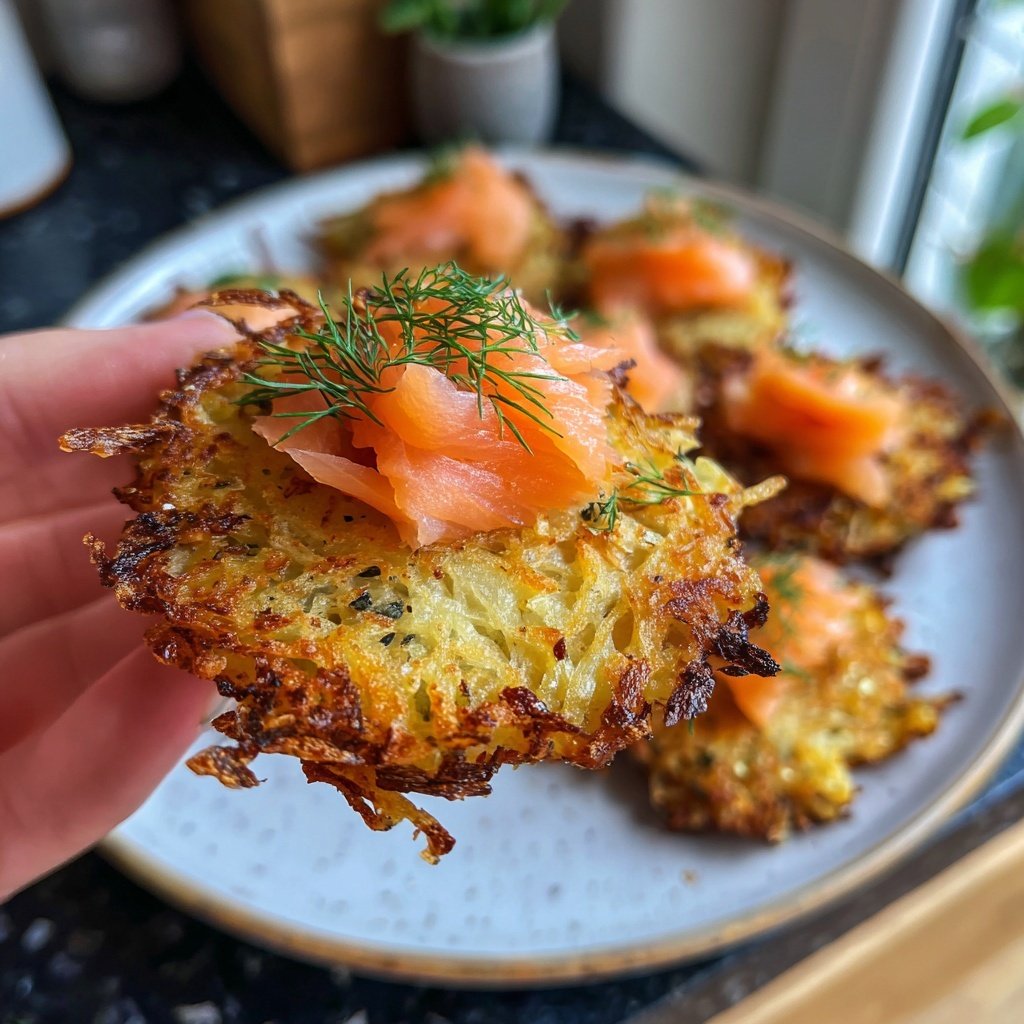 Mini-Kartoffelrösti mit Räucherlachs