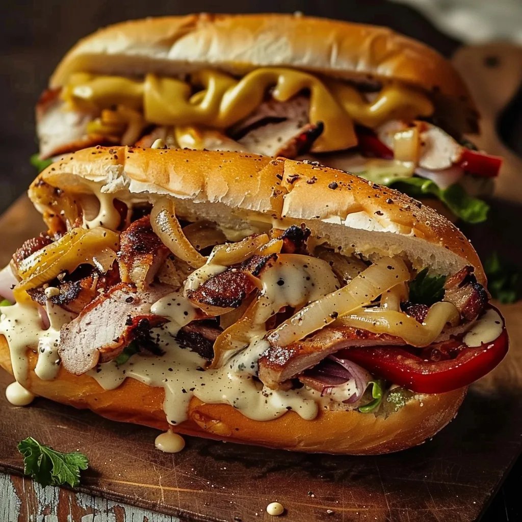 Hähnchen-Cheesesteak-Sandwich