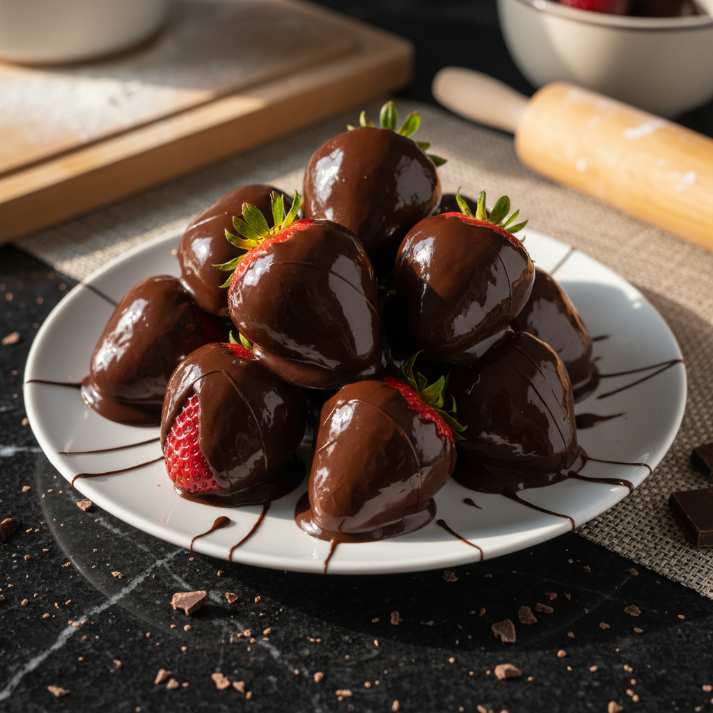 Dekadente Schokoladenüberzogene Erdbeeren