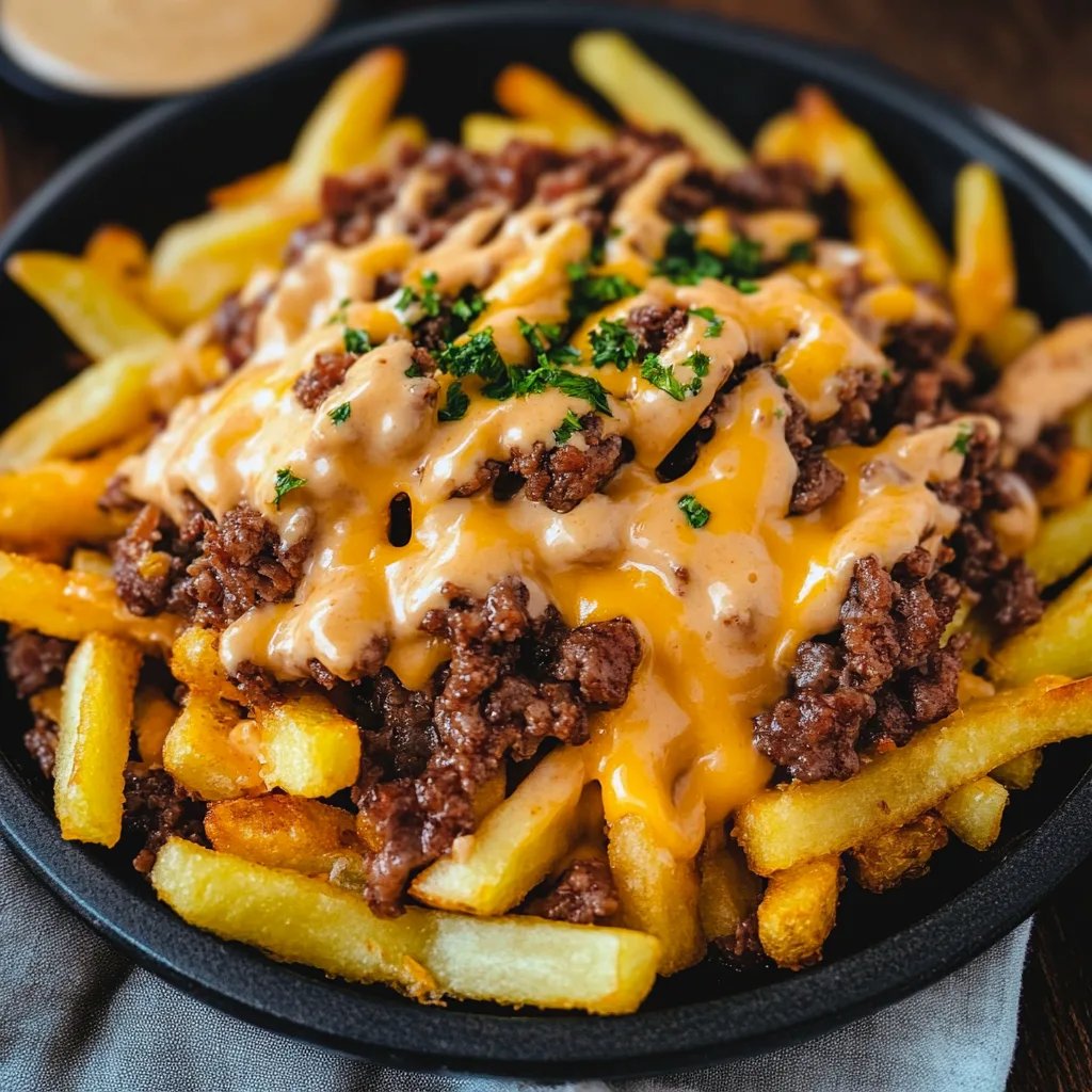 Loaded Fries mit Hackfleisch und Cheddar