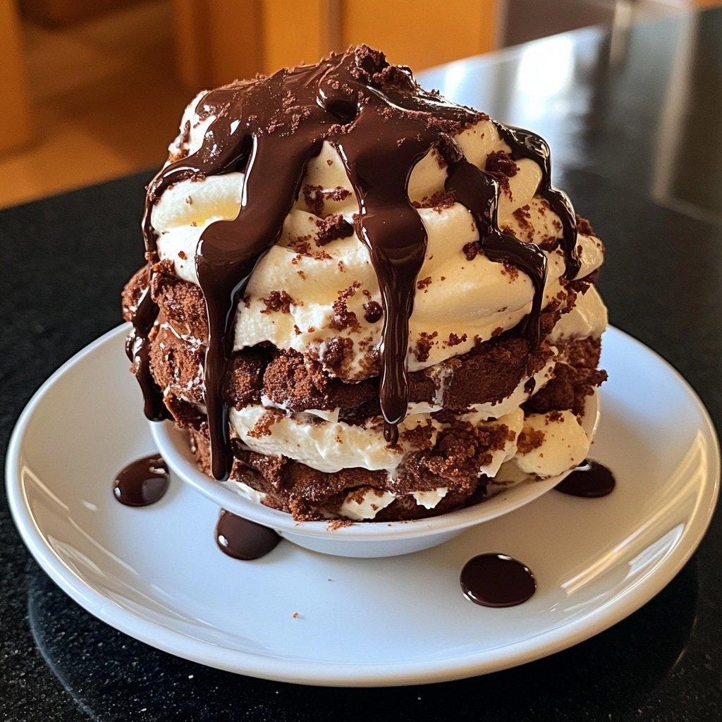 Lebkuchen-Parfait mit Schokoladensauce