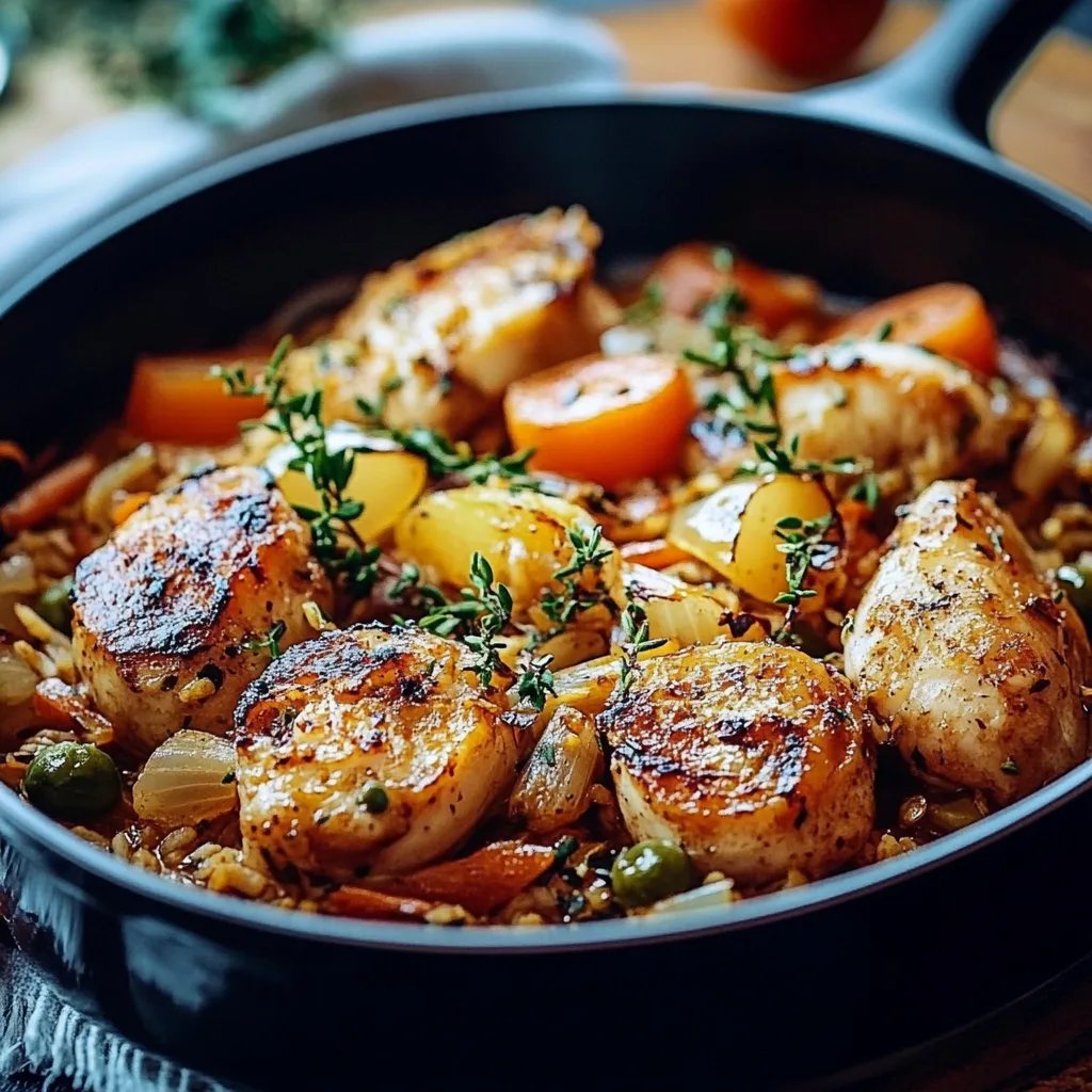 Ein-Topf-Hähnchen und Reis