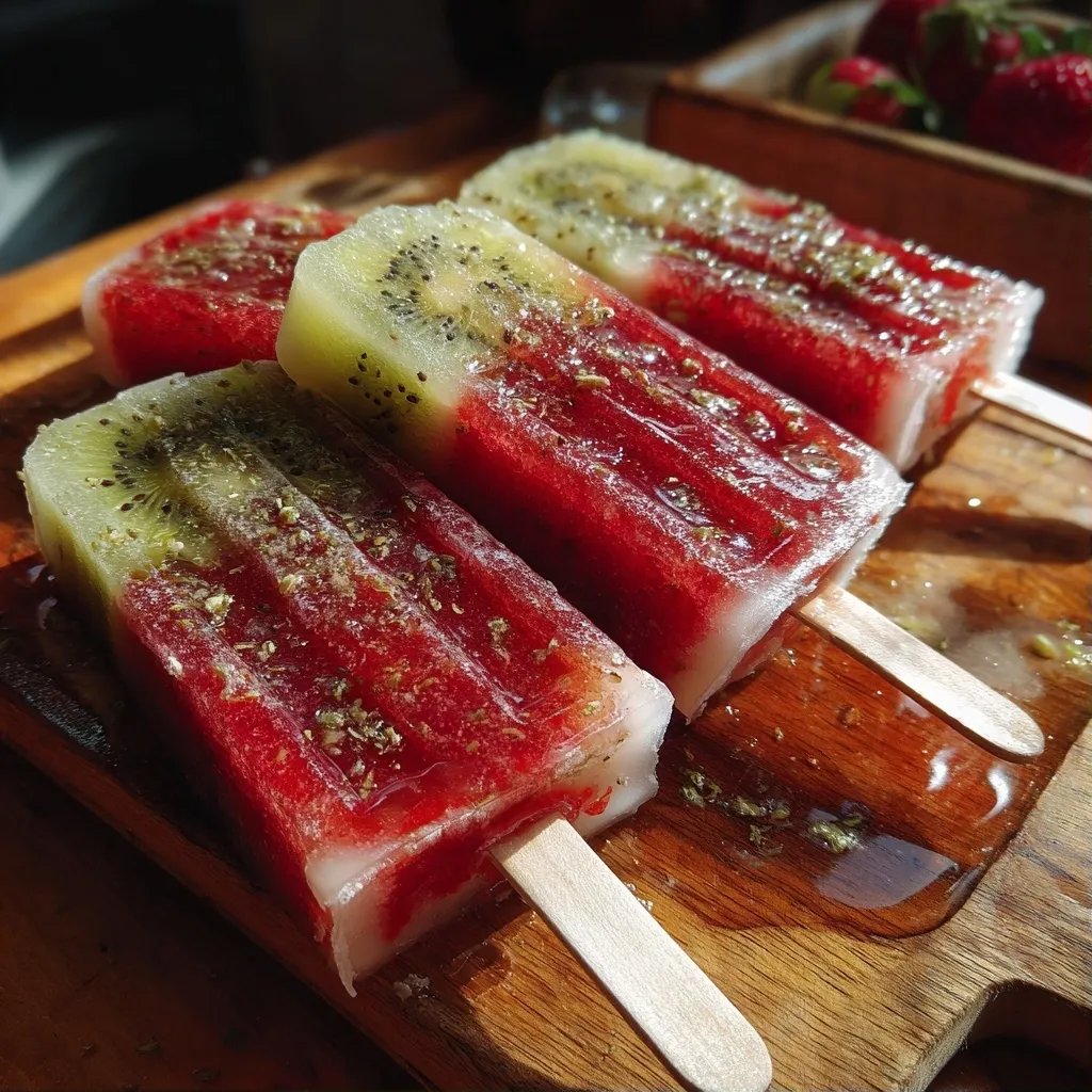 Kiwi-Erdbeer-Popsicles