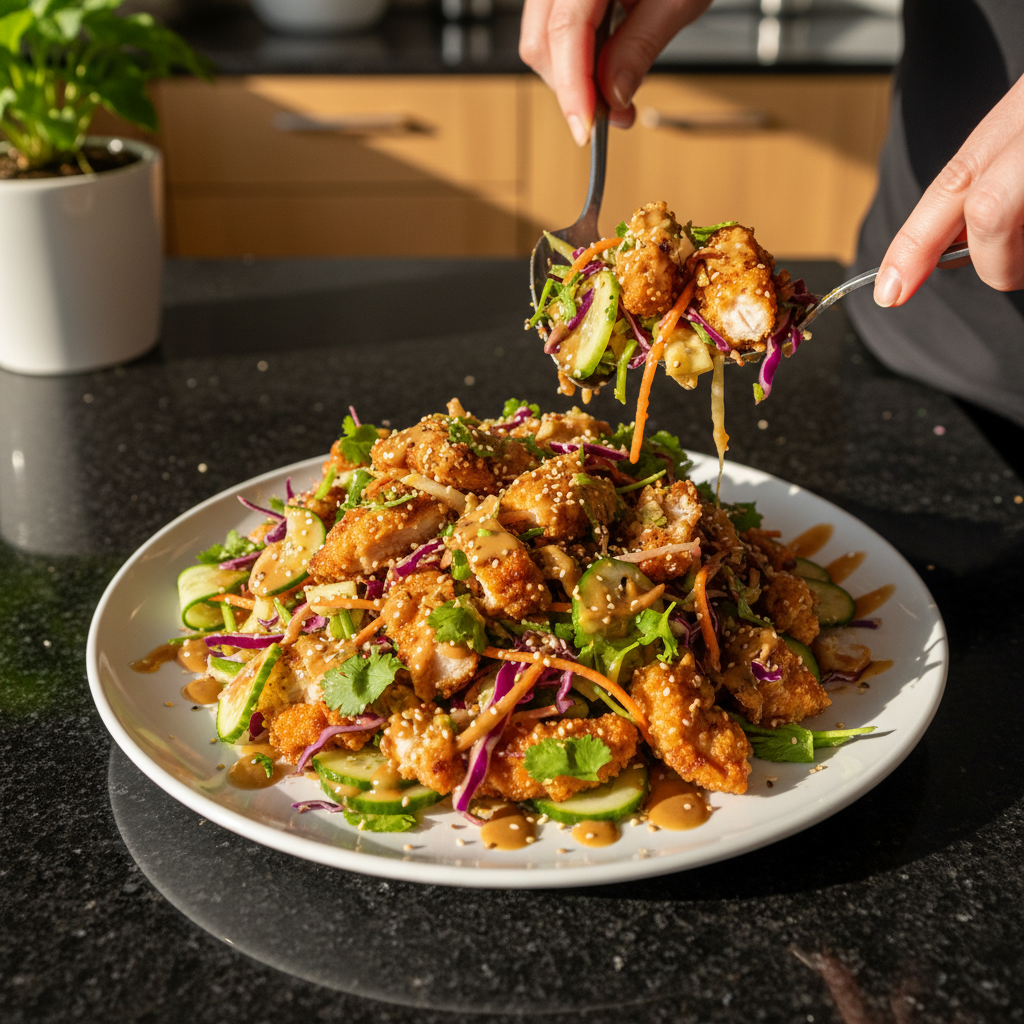 Knuspriger Asiatischer Hähnchen Salat