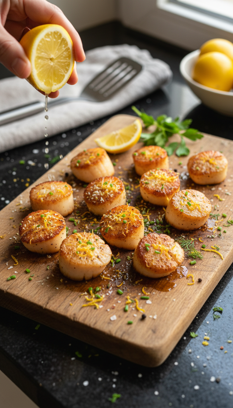 In der Pfanne Gebratene Jakobsmuscheln mit Zitrus​