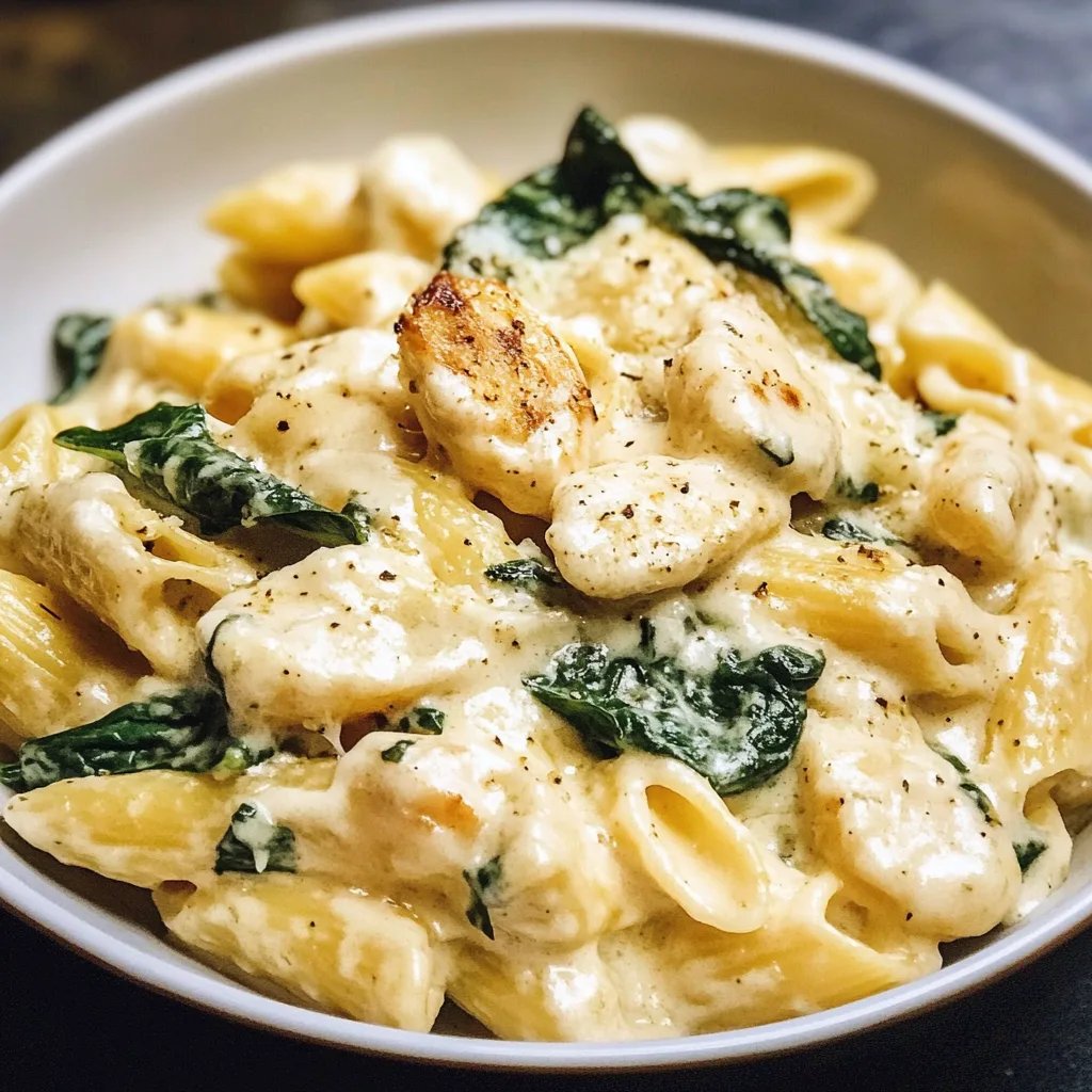 Frischkäse Spinat Hähnchen Pasta
