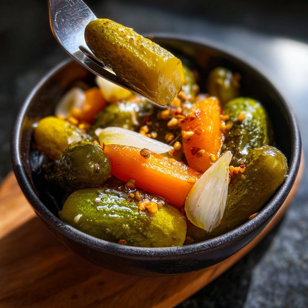 Fondue Beilage Mixed Pickles und Silberzwiebeln