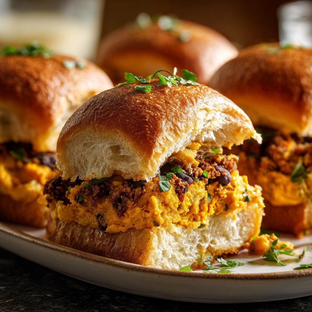 Süßkartoffel und Schwarze Bohnen Sliders