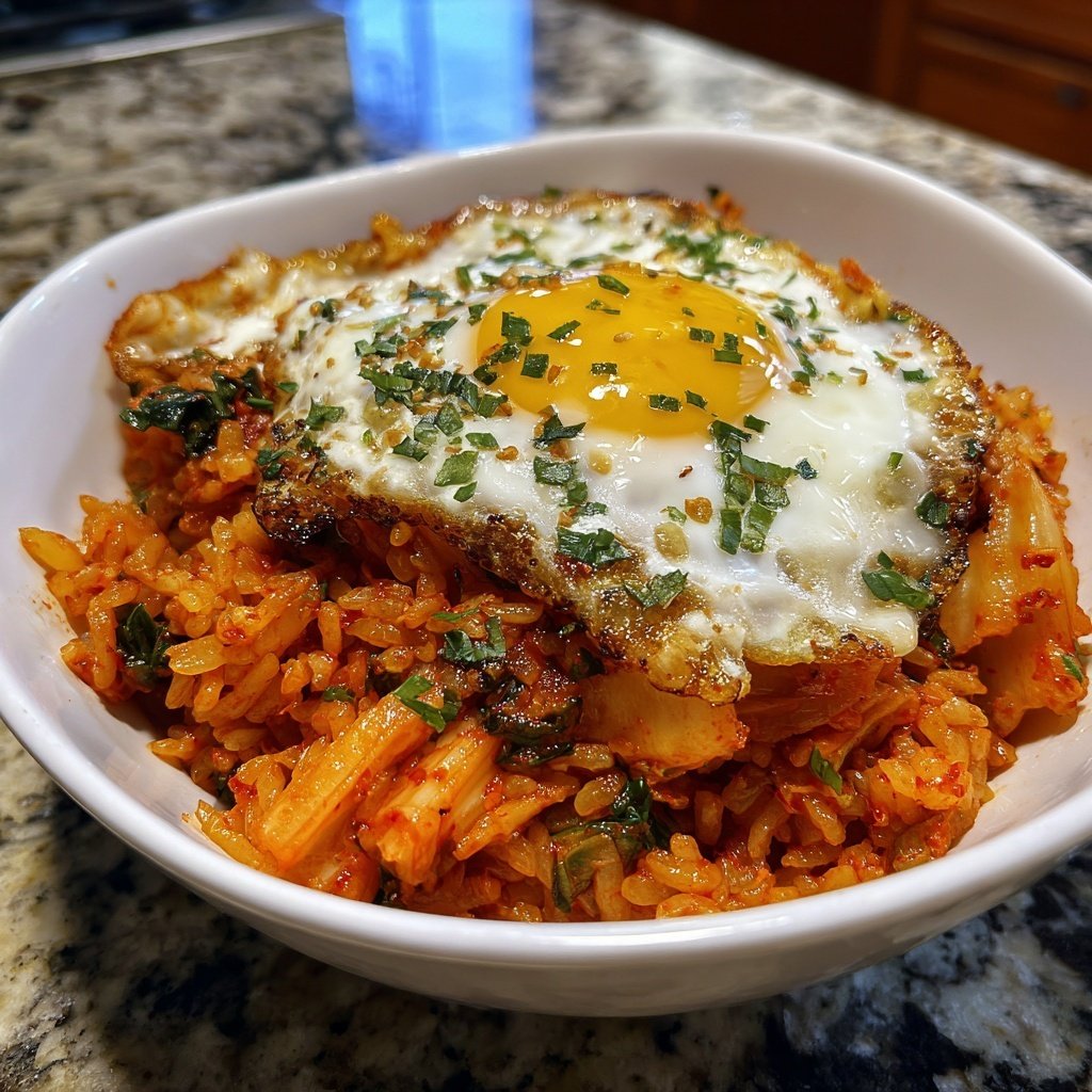 Kimchi Gebratener Reis mit knuspriger Ei