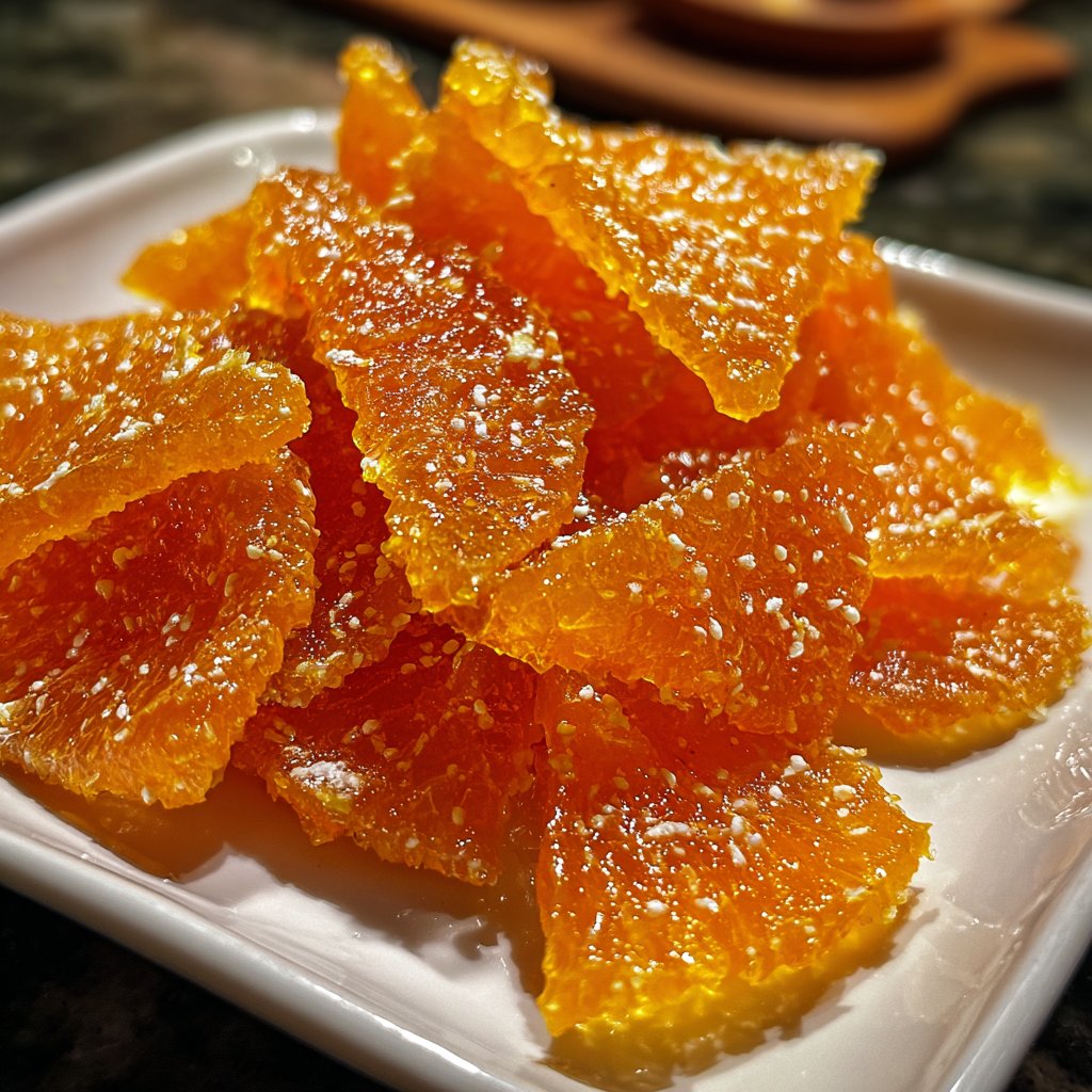 Kandierte Orangenschale mit Zitrussirup