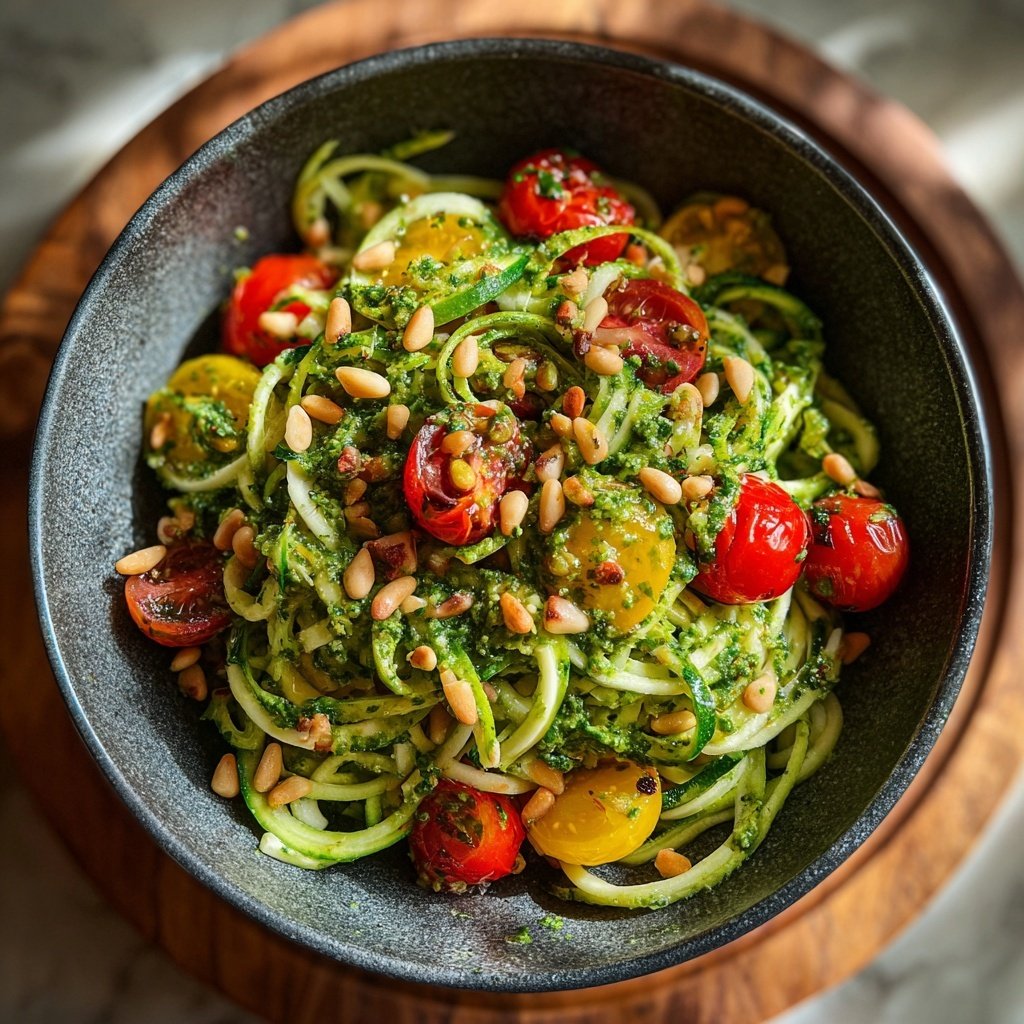 Zucchini Noodle Salad with Pesto