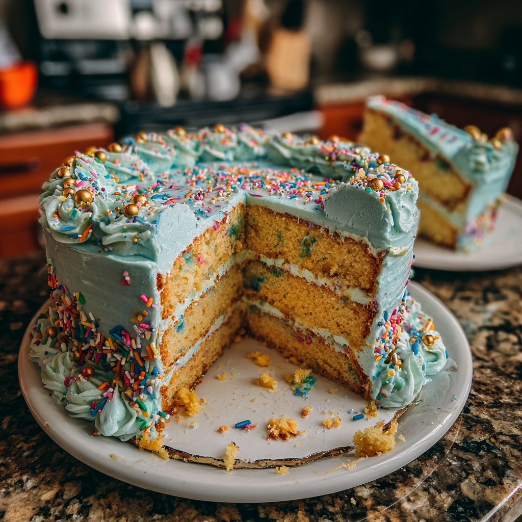 30. Geburtstagstorte mit blauer Buttercreme