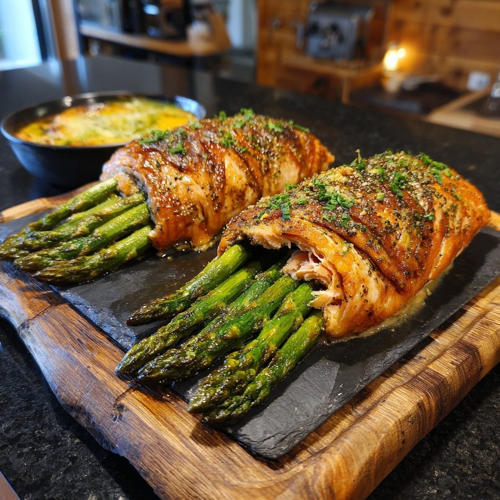 Gebackener Lachs Spargel Blech