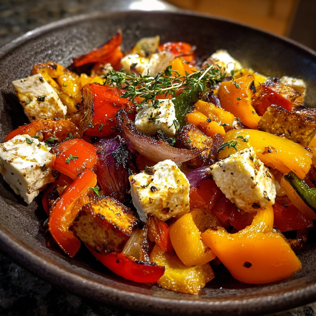 Geroestetes Gemüse mit Feta