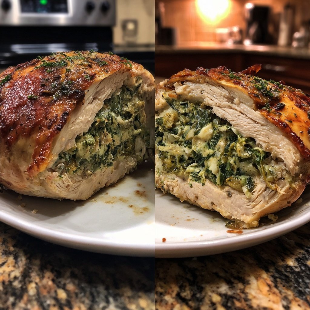 Gefülltes Hähnchen mit Spinat