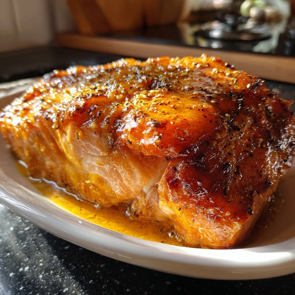 Weihnachtslachs aus dem Ofen mit Honig-Senf-Glasur​