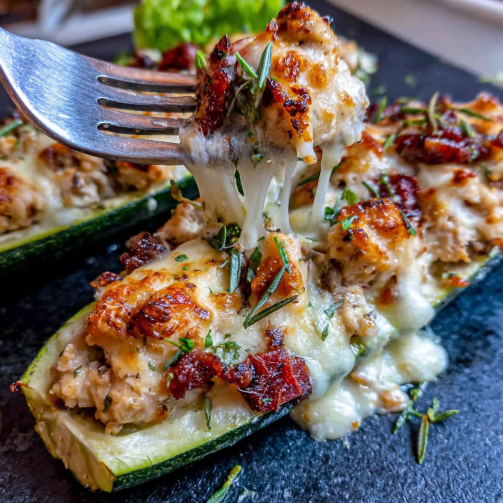 Hähnchen Gefüllte Zucchini Boote
