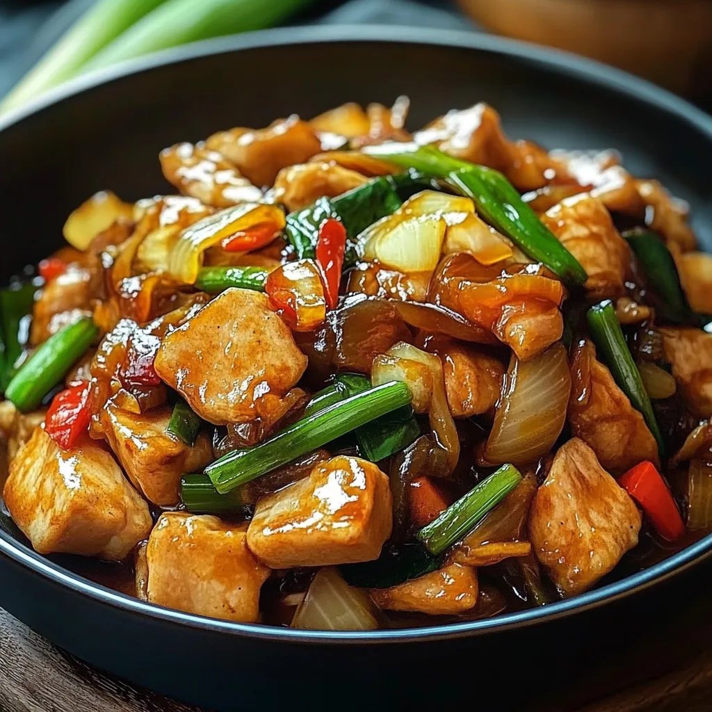 Chinesische Hähnchenpfanne mit Spitzkohl und Zwiebel