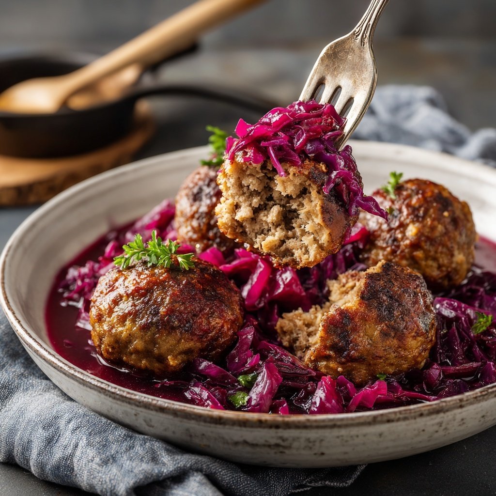 Leberknödel mit Rotkohl gemütlich