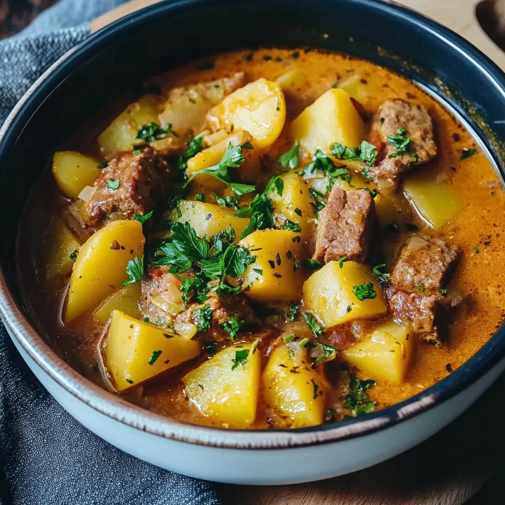 Kartoffelgulasch mit Würstchen