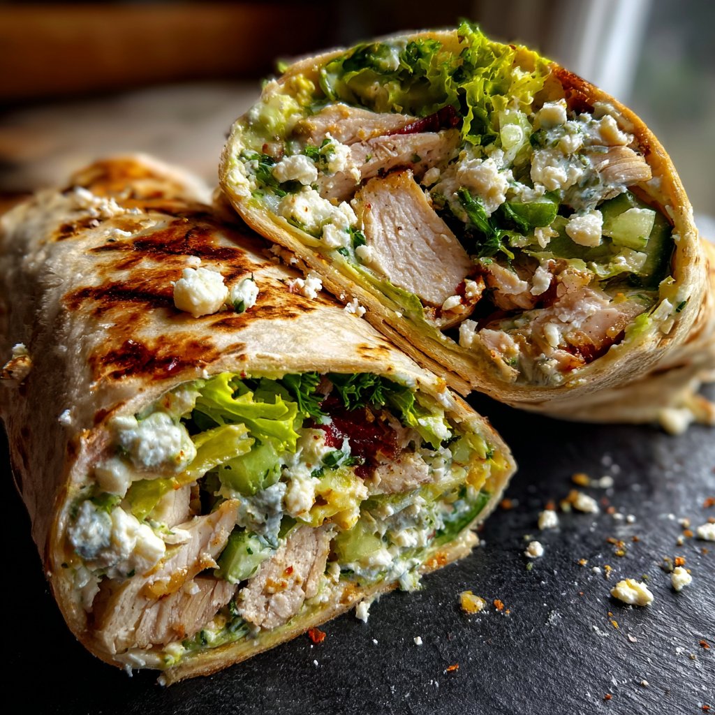 Zitronen-Feta-Puten-Salat-Wraps