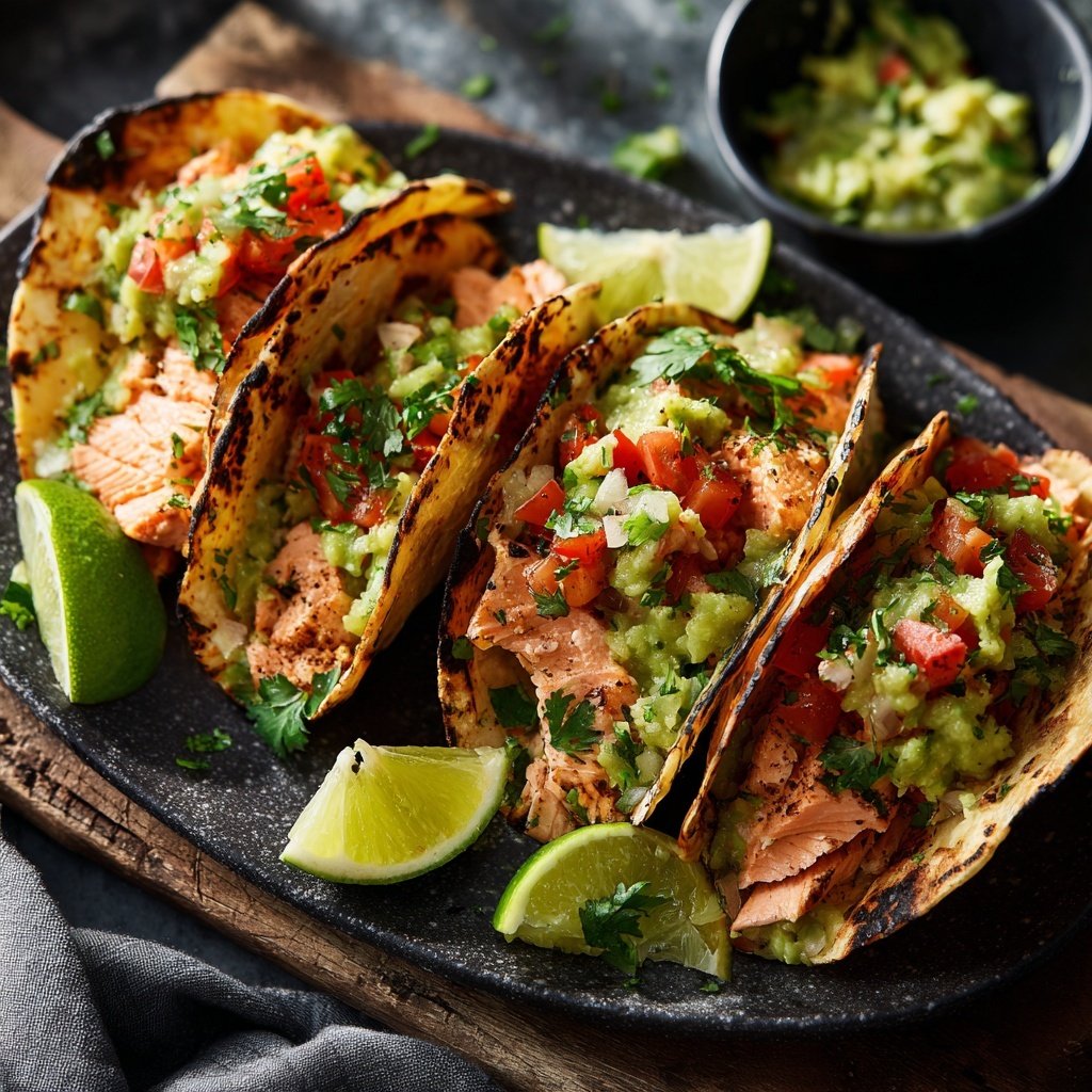 Lachs Tacos mit Avocado Salsa